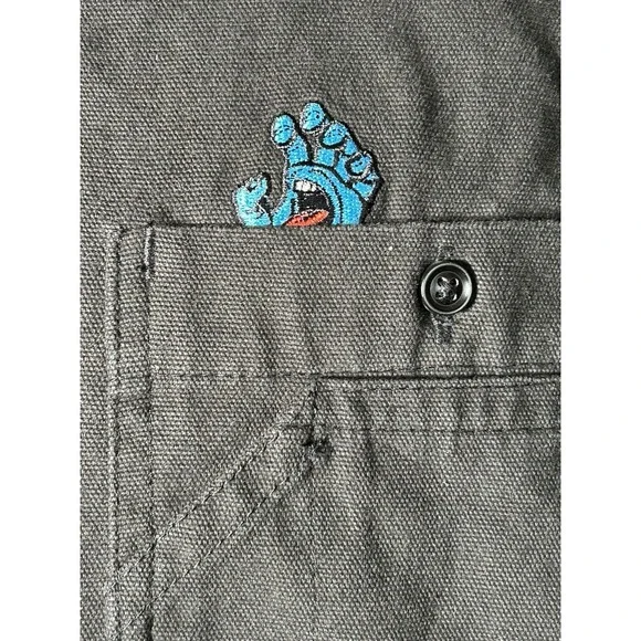 Santa Cruz Skateboard Longsleeve Button Up Shirt Screaming Hand‎ Utility Black - Picture 3 of 16